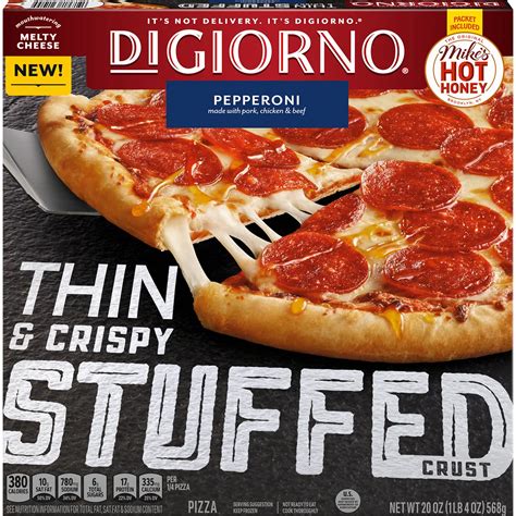 How much fat is in digiorno pizza, pepperoni topping, thin crispy crust, frozen, baked - calories, carbs, nutrition