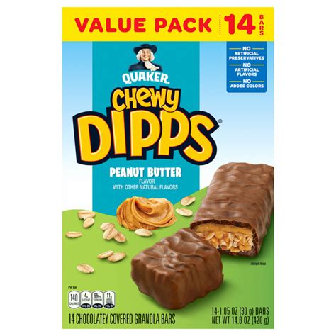 How much fat is in dipps - peanut butter granola bar - calories, carbs, nutrition