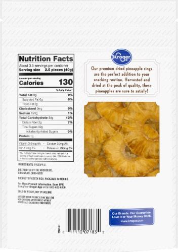 How much fat is in dried pineapple rings - calories, carbs, nutrition