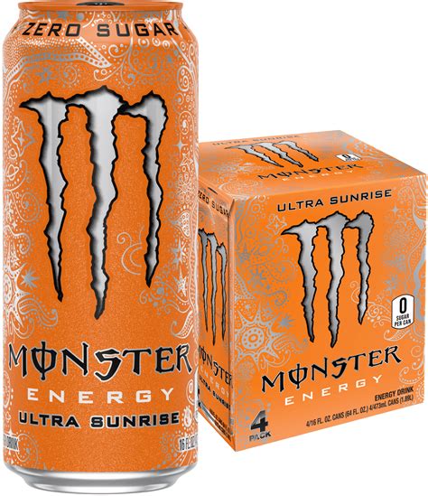 How much fat is in drink energy monster ultra sunrise 16 oz - calories, carbs, nutrition