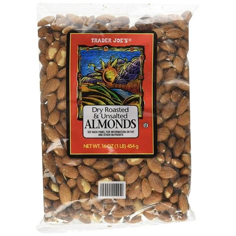 How much fat is in dry roasted and unsalted almonds - calories, carbs, nutrition