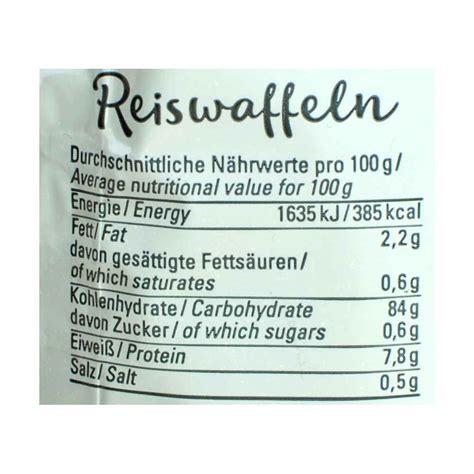 How much fat is in dunne reiswaffeln mit meersalz - calories, carbs, nutrition
