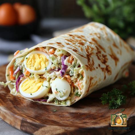 How much fat is in egg salad wrap with cole slaw - calories, carbs, nutrition