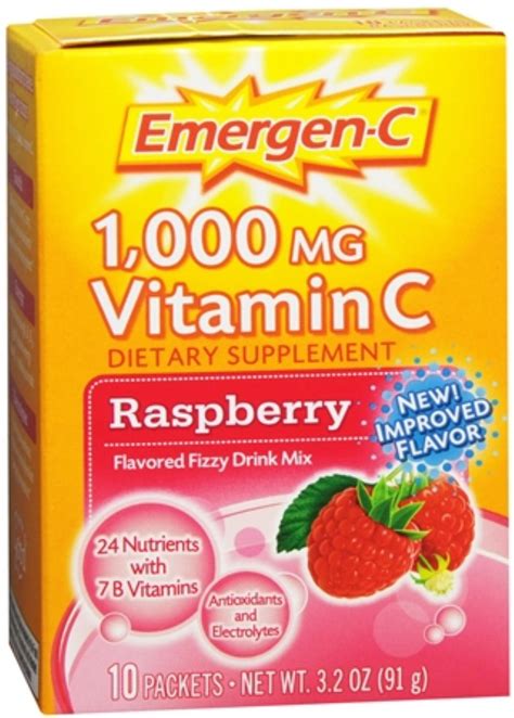 How much fat is in emergen c 1, 000 mg vitamin c raspberry - calories, carbs, nutrition