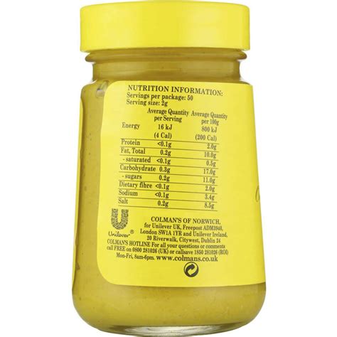 How much fat is in english mustard - calories, carbs, nutrition