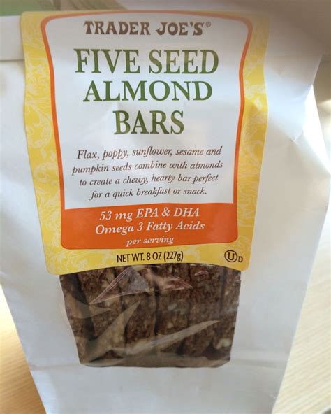 How much fat is in five seed almond bars - calories, carbs, nutrition