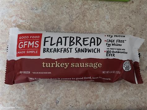 How much fat is in flat bread breakfast sandwich - calories, carbs, nutrition