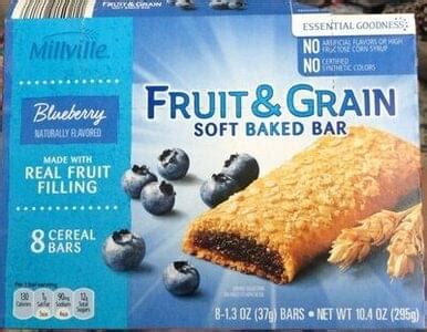 How much fat is in fruit and grain bar - calories, carbs, nutrition
