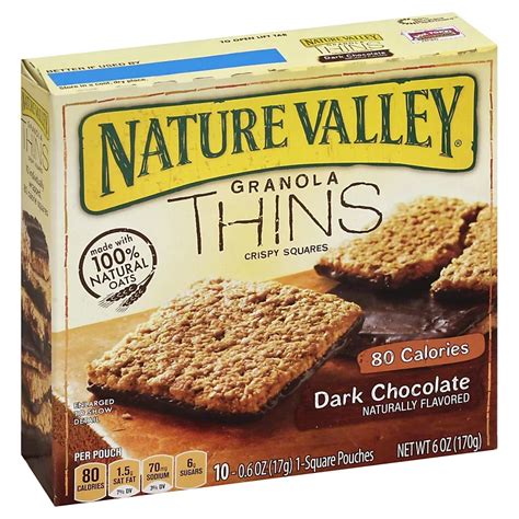 How much fat is in granola thins crispy squares dark chocolate - calories, carbs, nutrition