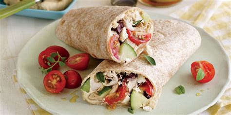 How much fat is in greek style chicken wrap - calories, carbs, nutrition