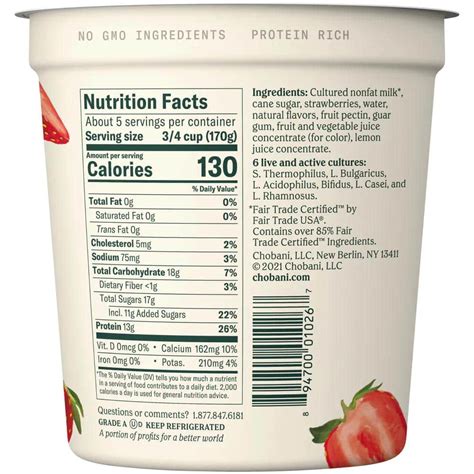 How much fat is in greek yogurt strawberry banana - calories, carbs, nutrition