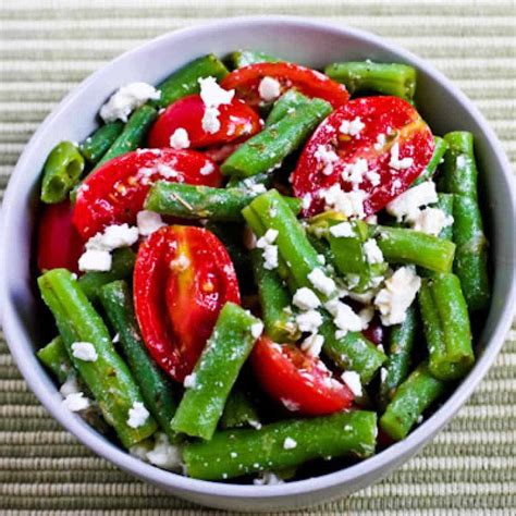 How much fat is in green bean tomato and feta salad - calories, carbs, nutrition