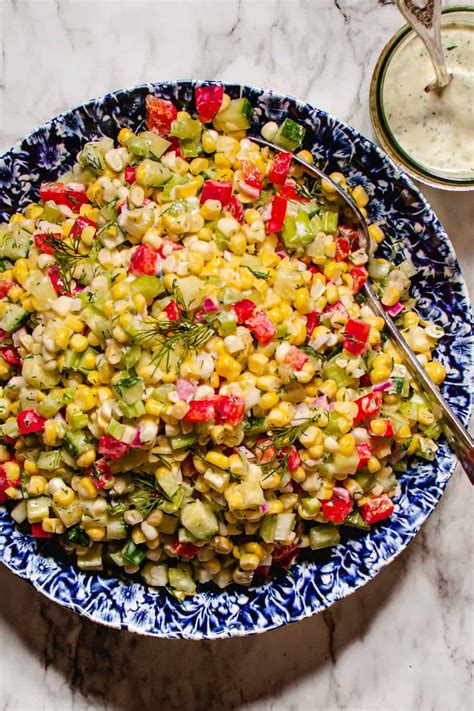 How much fat is in grilled summer corn and dill side salad - calories, carbs, nutrition