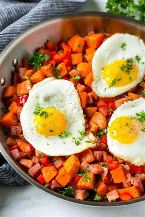 How much fat is in ham and sweet potato hash - calories, carbs, nutrition