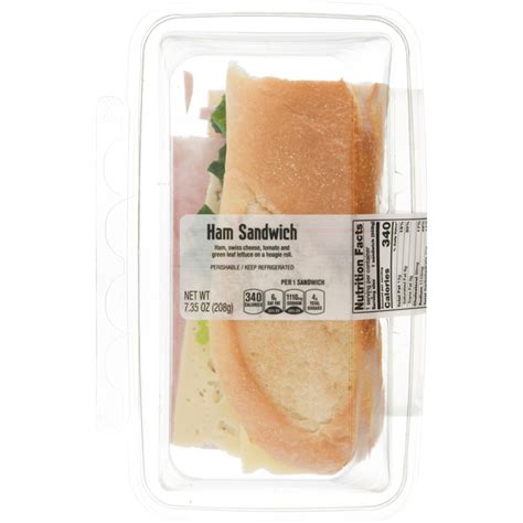 How much fat is in ham sandwich - half order - calories, carbs, nutrition