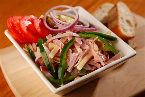 How much fat is in ham swiss club withpasta salad - calories, carbs, nutrition