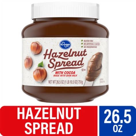 How much fat is in hazelnut spread with cocoa - calories, carbs, nutrition