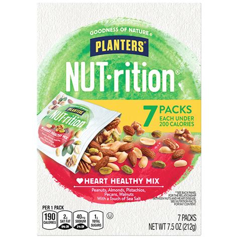 How much fat is in heart healthy nut mix - calories, carbs, nutrition