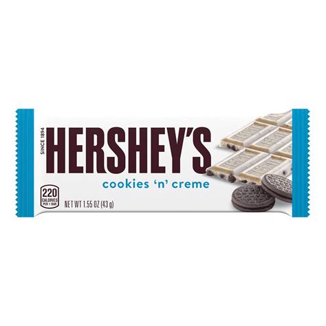 How much fat is in hershey's cookies 'n' creme - calories, carbs, nutrition