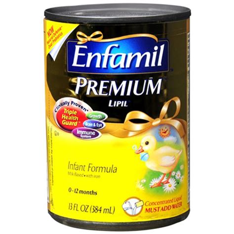 How much fat is in infant formula, mead johnson, enfamil, premium lipil, infant, liquid concentrate, not reconstituted - calories, carbs, nutrition