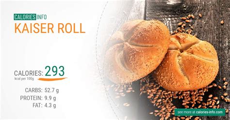 How much fat is in kaiser rolls - calories, carbs, nutrition