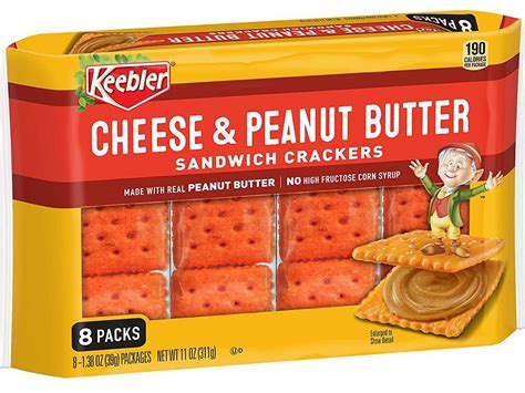 How much fat is in keebler, cheese & peanut butter sandwich crackers - calories, carbs, nutrition