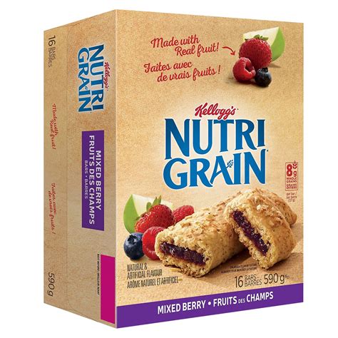 How much fat is in kellogg, kellog's nutri-grain cereal bars, mixed berry - calories, carbs, nutrition