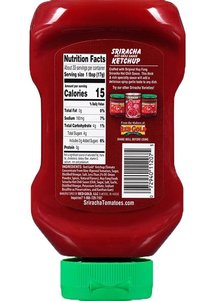 How much fat is in ketchup sriracha 1 tbsp - calories, carbs, nutrition