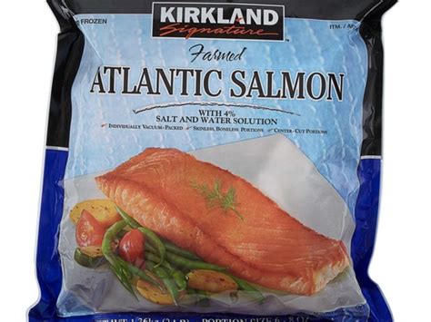 How much fat is in kirkland - atlantic salmon - calories, carbs, nutrition