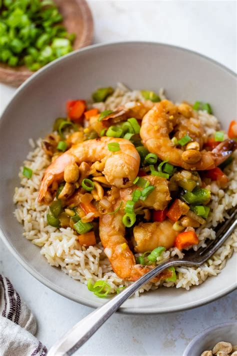 How much fat is in kung pao shrimp & scallops with rice - calories, carbs, nutrition