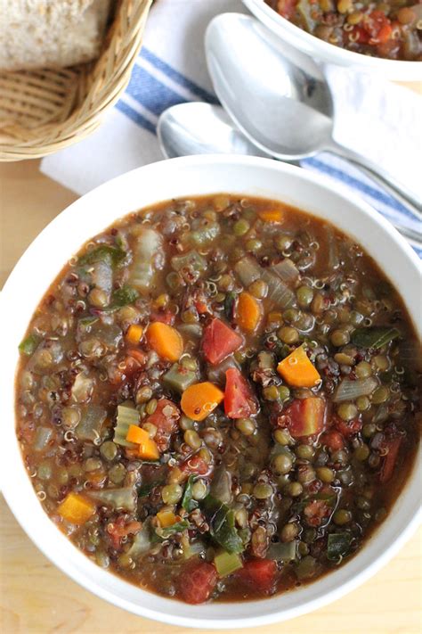 How much fat is in lentil quinoa soup - calories, carbs, nutrition