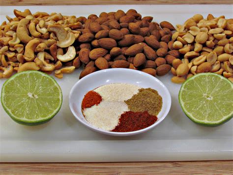 How much fat is in lime and chile mixed nuts - calories, carbs, nutrition