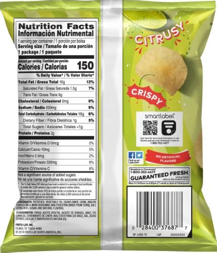 How much fat is in lime chips - calories, carbs, nutrition