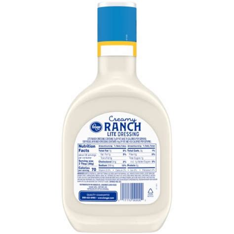 How much fat is in lite ranch dressing - calories, carbs, nutrition