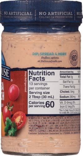 How much fat is in lite salsa ranch - calories, carbs, nutrition
