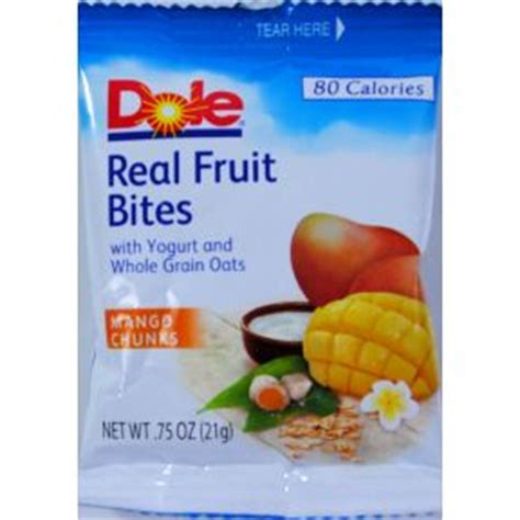 How much fat is in mango real fruit bites - calories, carbs, nutrition