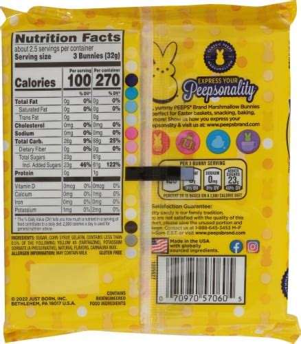 How much fat is in marshmallow peep - calories, carbs, nutrition