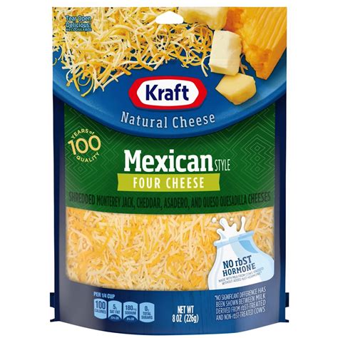 How much fat is in mexican style four cheese blend - calories, carbs, nutrition