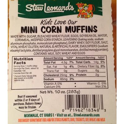 How much fat is in mini corn muffin - calories, carbs, nutrition