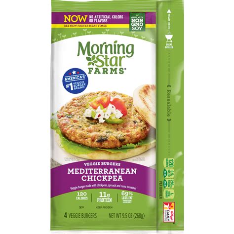 How much fat is in morningstar farms mediterranean chickpea, frozen, unprepared - calories, carbs, nutrition