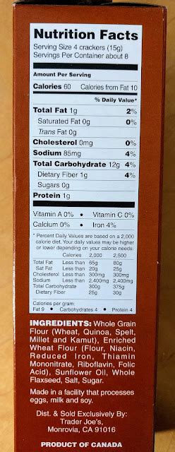 How much fat is in multi grain and flaxseed crackers (4) - calories, carbs, nutrition