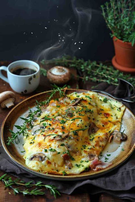 How much fat is in mushroom and ham omelette - calories, carbs, nutrition