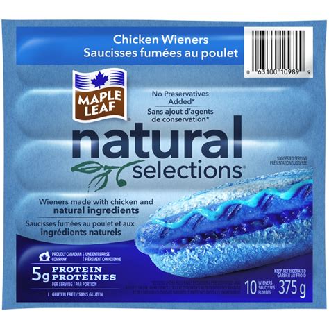 How much fat is in natural selections chicken wieners - calories, carbs, nutrition