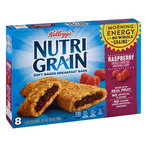 How much fat is in nutri grain bar, raspberry, 13 oz - calories, carbs, nutrition