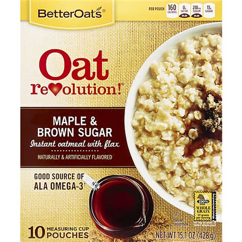 How much fat is in oat revolution - maple and brown sugar - calories, carbs, nutrition