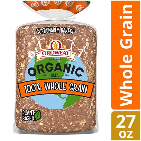 How much fat is in organic 100% whole wheat bread - calories, carbs, nutrition