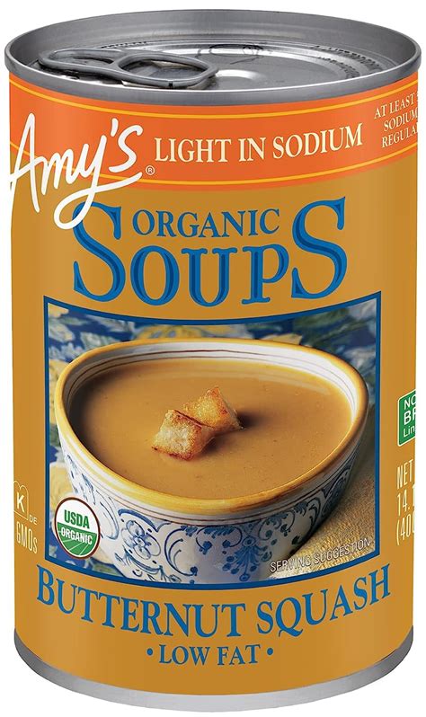 How much fat is in organic butternut squash soup - low sodium - calories, carbs, nutrition