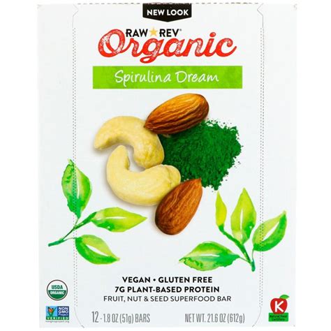 How much fat is in organic live food bar (spirulina dream) - calories, carbs, nutrition