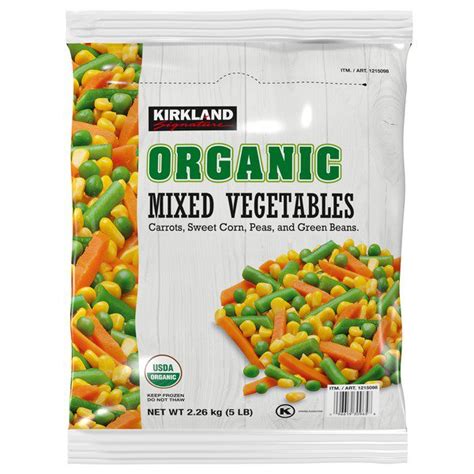 How much fat is in organic mixed vegetable - calories, carbs, nutrition