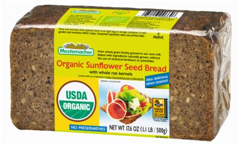 How much fat is in organic sunflower seed bread - calories, carbs, nutrition